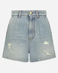 Dolce & Gabbana Shorts Vita Alta In Denim - Donna Denim Multicolore Cotone Variante