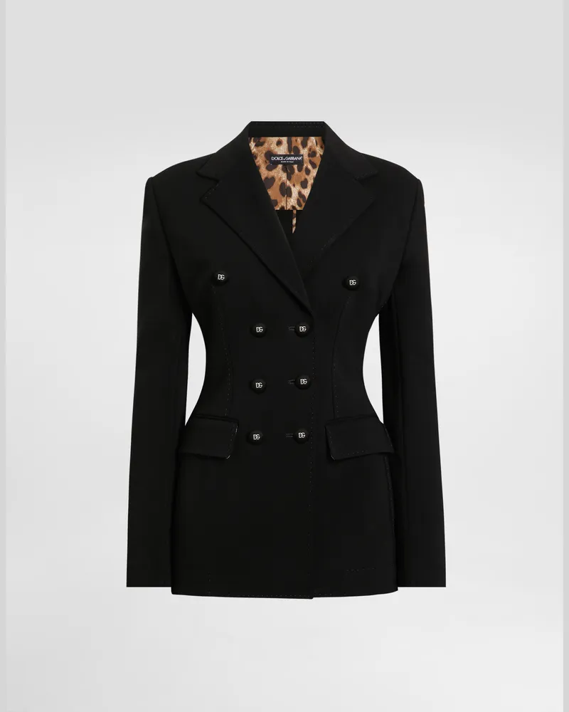 Dolce & Gabbana Giacca Turlington Doppiopetto In Jersey Punto Milano - Donna Giacche E Blazer Nero Viscosa Nero