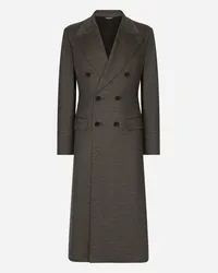 Dolce & Gabbana Cappotto Doppiopetto Jersey Lana Tecnica - Uomo Cappotti E Giubbotti Grigio Lana Melange