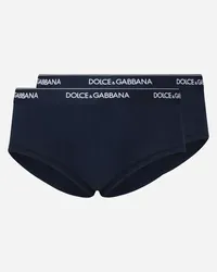 Dolce & Gabbana Bi-pack Slip Brando Cotone Stretch - Uomo Intimo E Loungewear Blu Blue