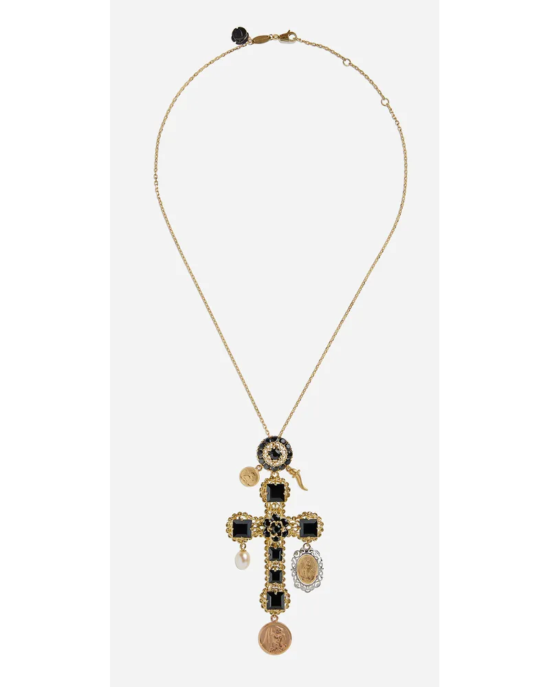 Dolce & Gabbana Sicily Necklace 18-carat Yellow Gold And Black Sapphires - Donna Collane Oro Metallo Oro