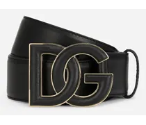 Calfskin Belt With Dg Logo - Donna Cinture Nero Pelle