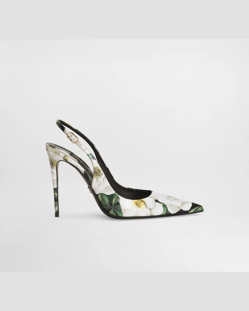 Dolce & Gabbana Slingback In Vitello Lucido Stampato - Donna Décolleté E Slingback Stampa Stampa