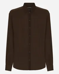 Dolce & Gabbana Camicia Over In Georgette Di Seta - Uomo Camicie Marrone Marrone