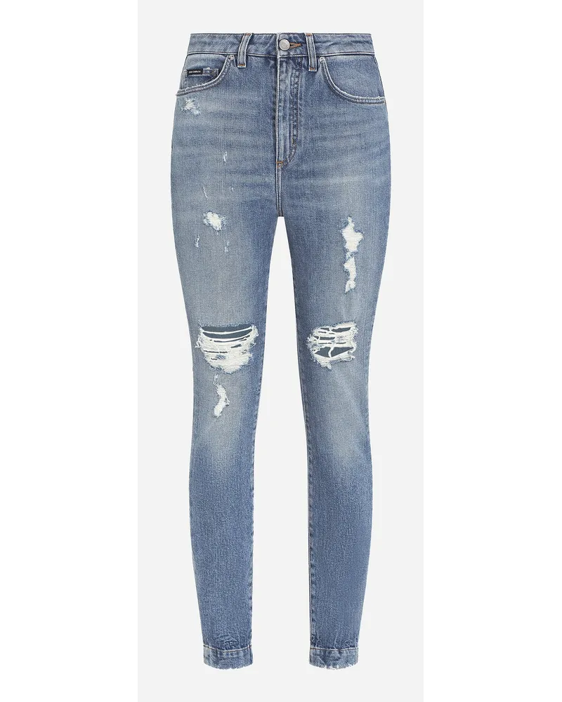 Dolce & Gabbana Jeans Audrey In Denim Stretch Con Rotture - Donna Denim Multicolore Cotone Variante