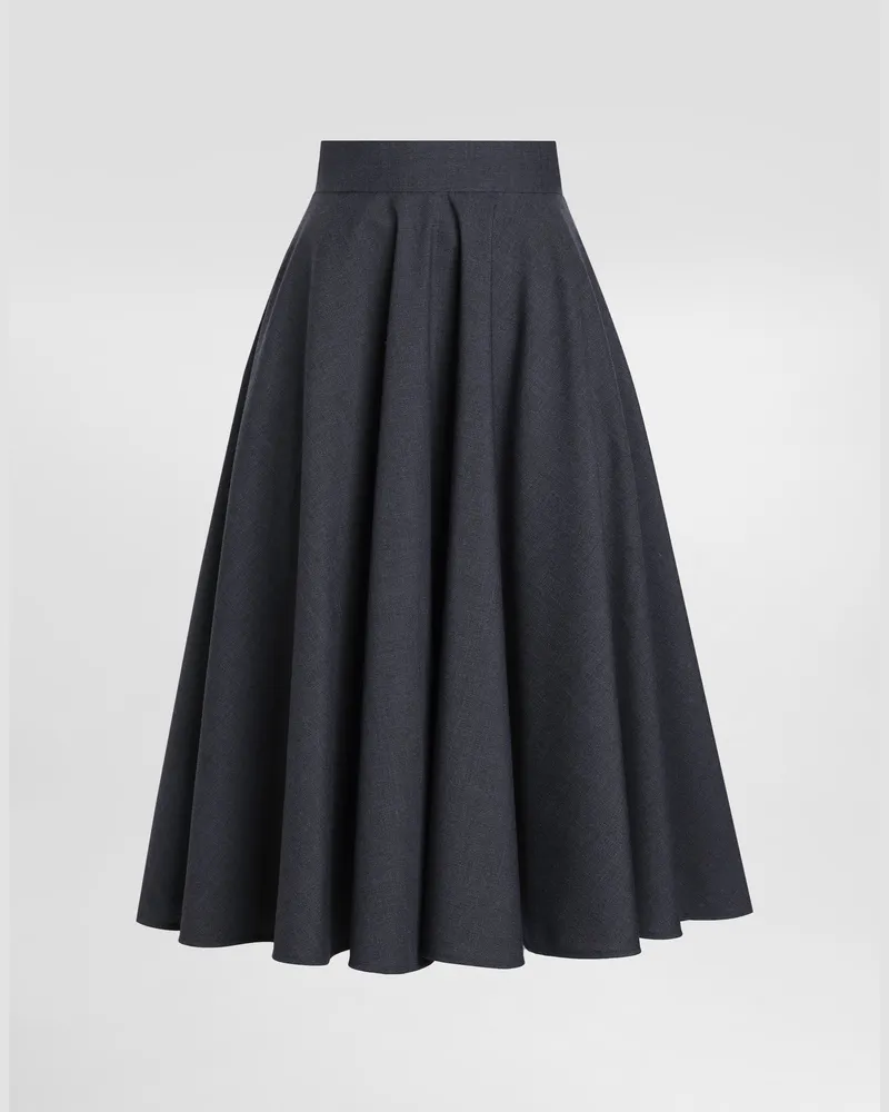 Dolce & Gabbana Gonna Longuette A Ruota In Tela Di Lana - Donna Gonne Grigio Melange