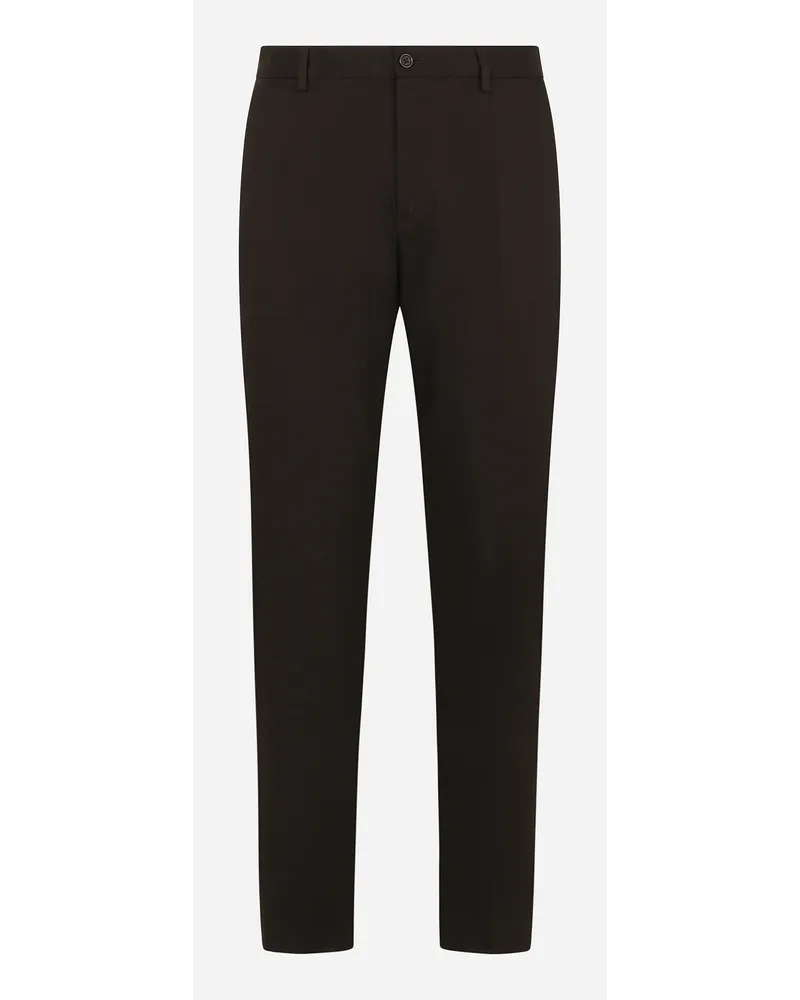 Dolce & Gabbana Pantalone In Lana E Seta - Uomo Pantaloni E Shorts Nero Cotone Nero