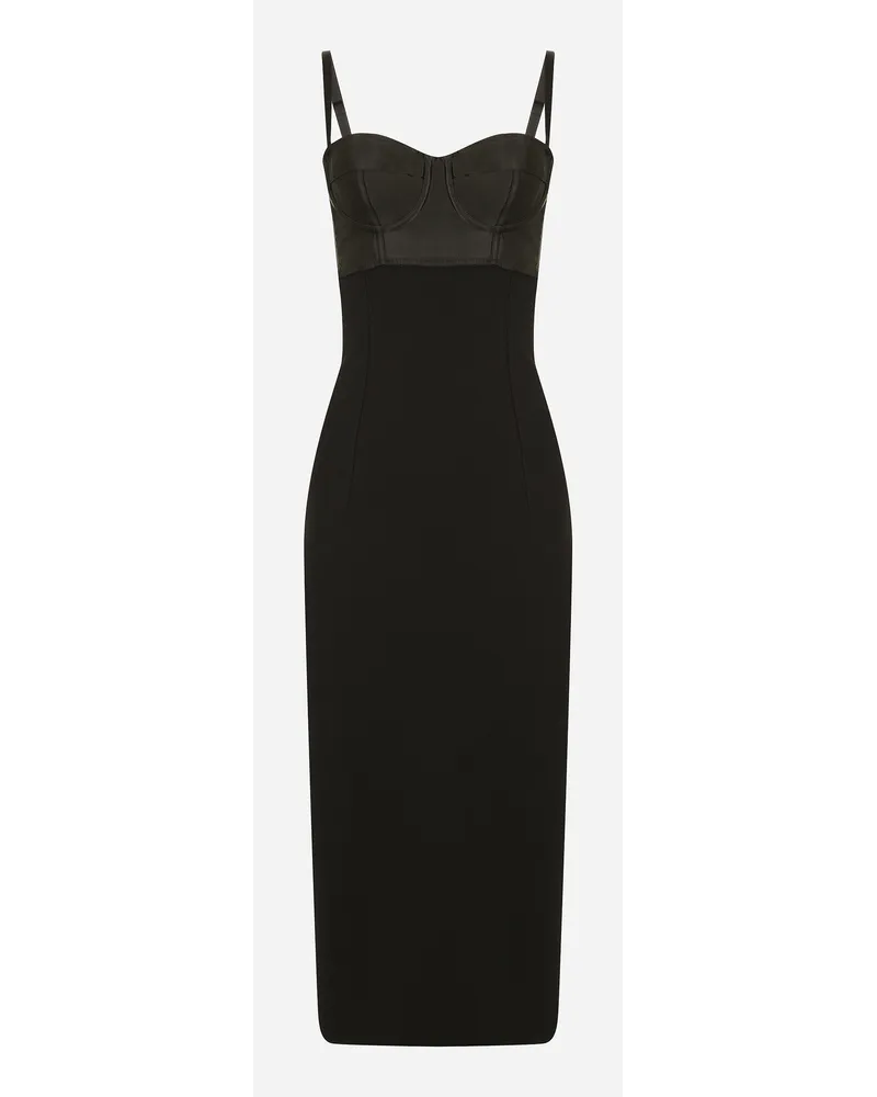 Dolce & Gabbana Abito Longuette In Jersey E Raso - Donna Abiti Nero Viscosa Nero