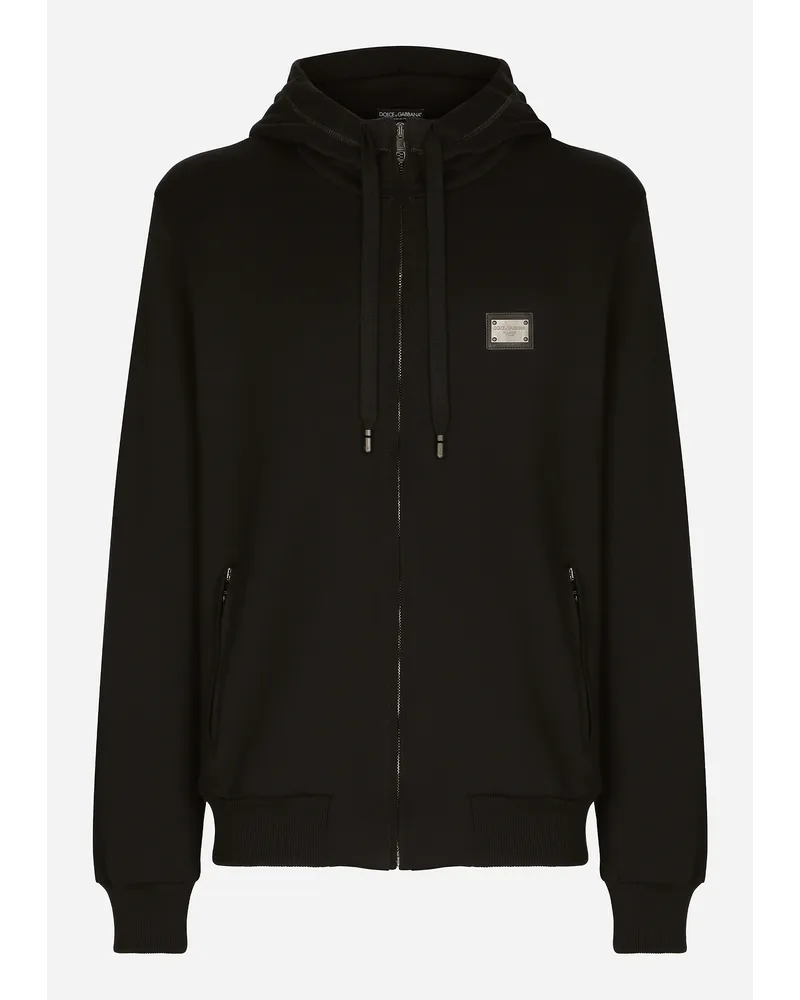 Dolce & Gabbana Felpa Jersey Con Cappuccio E Zip - Uomo Felpe Nero Cotone Nero