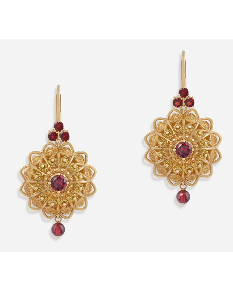 Dolce & Gabbana Orecchini Filigranaoro Giallo 18 Carati E Granati Rodolite - Donna Orecchini Oro Oro