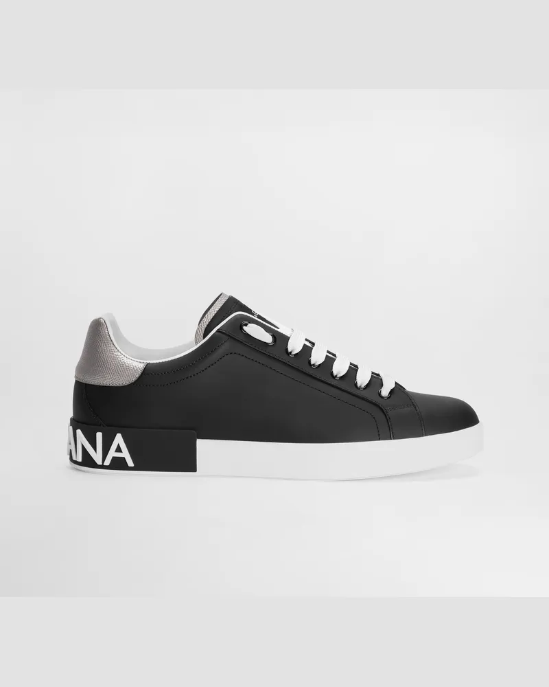Dolce & Gabbana Sneakers Portofino In Vitello Nappato - Uomo Sneaker Multicolore Pelle Nero