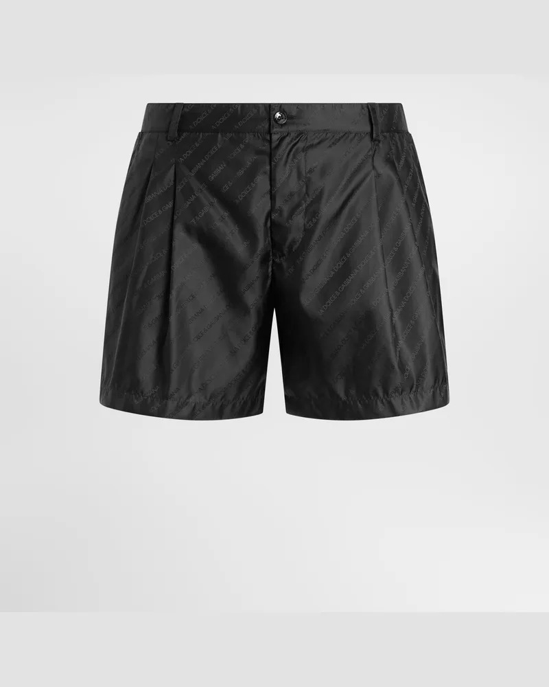 Dolce & Gabbana Boxer Da Mare In Jacquard Logato - Uomo Beachwear Nero Nero
