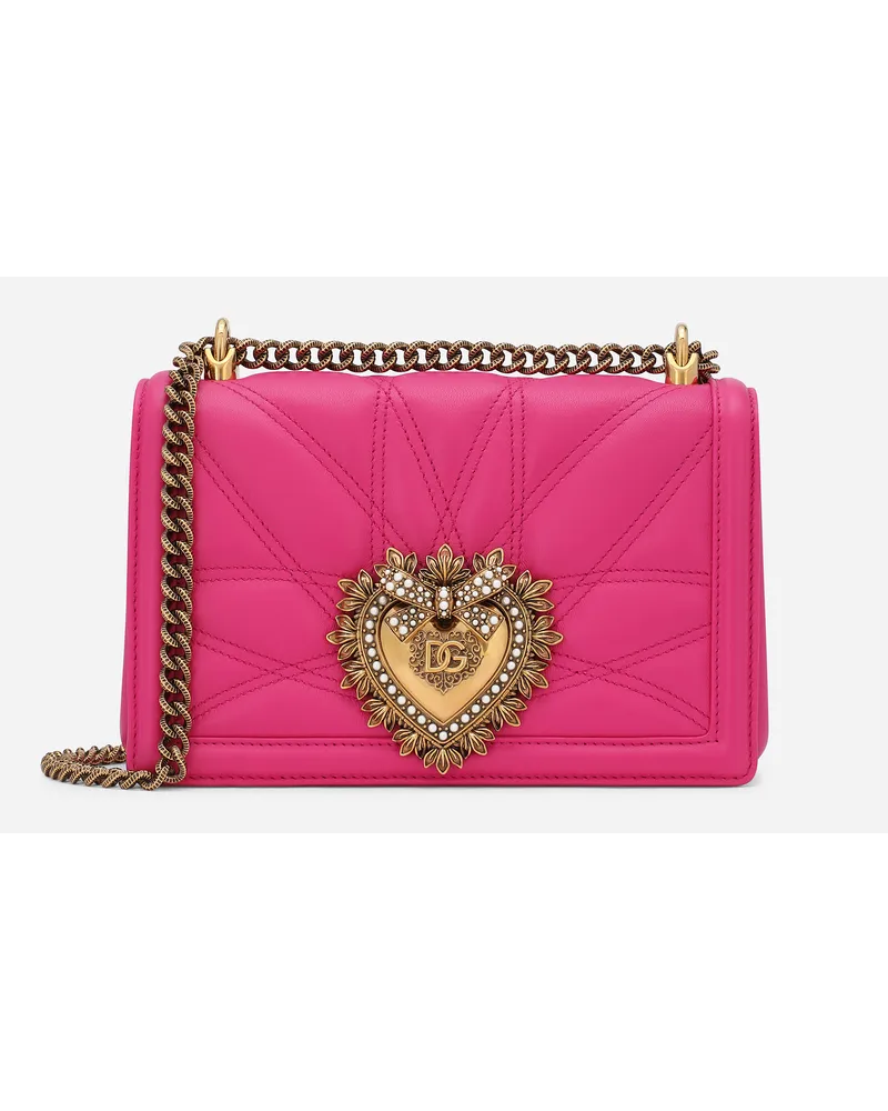 Dolce & Gabbana Borsa Devotion Media In Nappa Matelassé - Donna Borse A Spalla E Tracolla Rosa Pelle Rosa