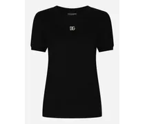 T-shirt In Cotone Con Logo Dg Crystal - Donna T-shirts E Felpe Nero Cotone