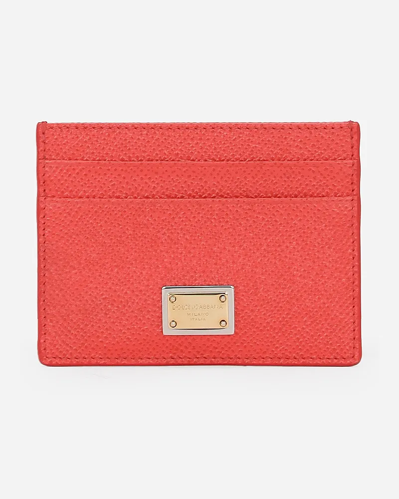 Dolce & Gabbana Portacarte Targhetta - Donna Portafogli E Piccola Pelletteria Arancione Pelle Arancione