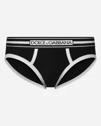 Dolce & Gabbana Slip Medio Jersey Cotone Bielastico - Uomo Intimo E Loungewear Multicolore Cotone Nero