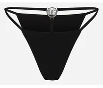 Bikini Bottoms With Cut-out And Dg Logo - Donna Beachwear Nero Jersey