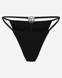 Dolce & Gabbana Bikini Bottoms With Cut-out And Dg Logo - Donna Beachwear Nero Jersey Nero