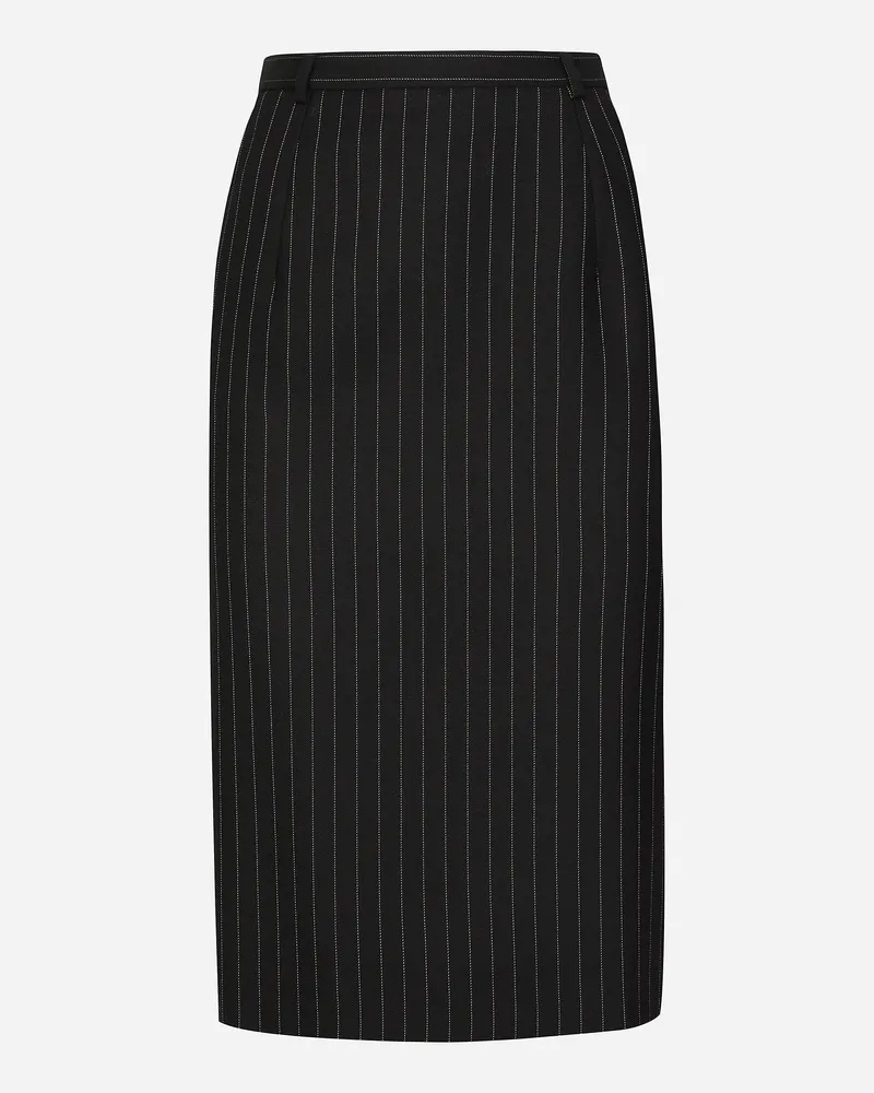 Dolce & Gabbana Gonna Longuette In Gessato Di Lana - Donna Gonne Multicolore Rigato