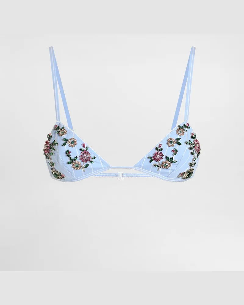 Dolce & Gabbana Reggiseno In Popeline Rigato Con Ricamo - Donna Intimo Multicolore Rigato