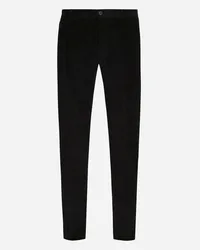 Dolce & Gabbana Pantalone In Velluto A Coste Stretch - Uomo Pantaloni E Shorts Nero Velluto Nero