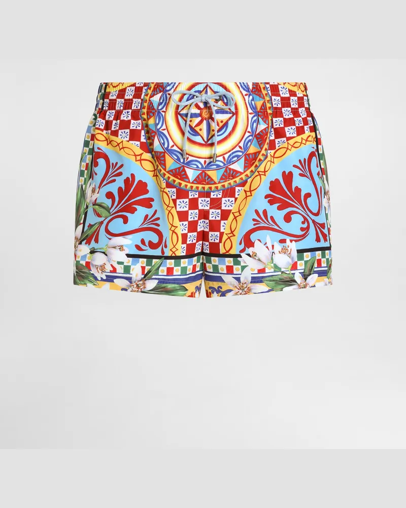 Dolce & Gabbana Boxer Da Mare Stampa Carretto - Uomo Beachwear Multicolore Multicolore