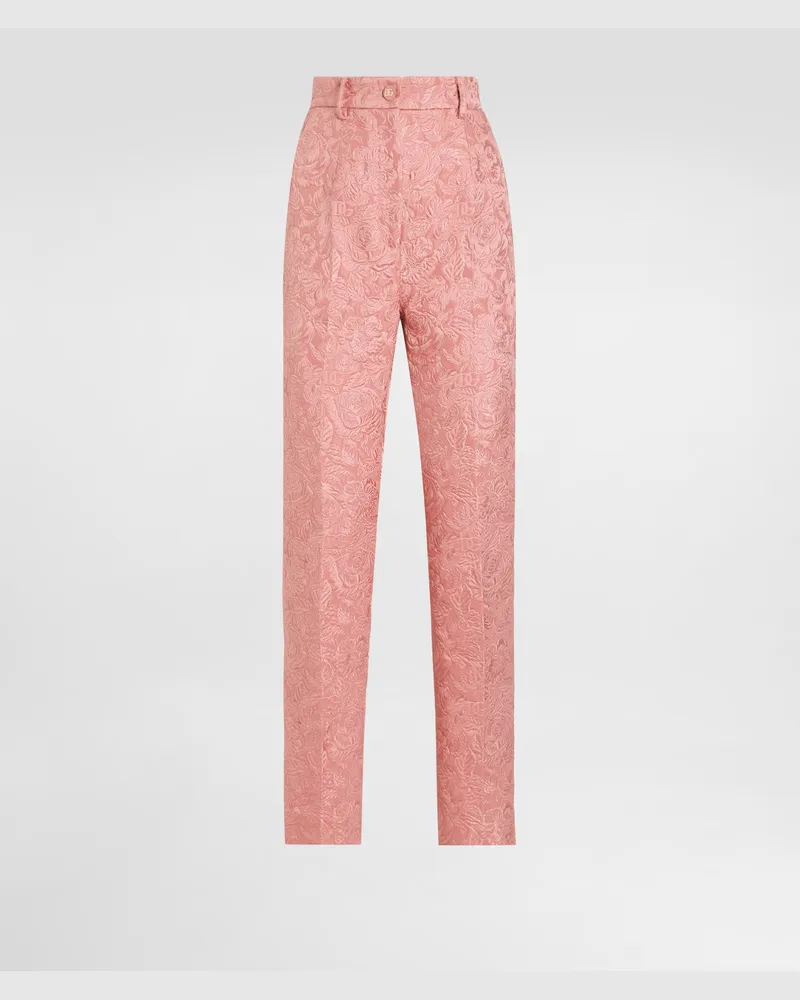 Dolce & Gabbana Pantaloni Sartoriali In Jacquard Floreale Matelassé - Donna Pantaloni E Shorts Rosa Rosa