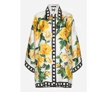 Camicia Oversize In Seta Stampa Rose Gialle - Donna Camicie E Top Stampa