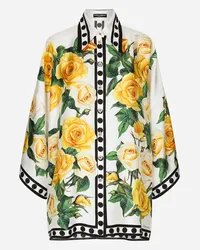 Dolce & Gabbana Camicia Oversize In Seta Stampa Rose Gialle - Donna Camicie E Top Stampa Stampa