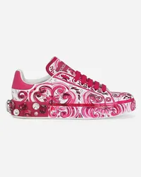 Dolce & Gabbana Sneaker Portofino In Pelle Di Vitello - Donna Sneaker Fucsia Pelle Azulejos