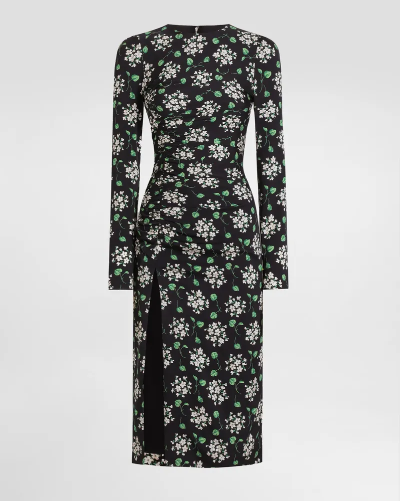 Dolce & Gabbana Abito In Charmeuse Stampa Mazzi Di Gerani - Donna Abiti Multicolore Multicolore