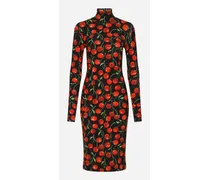 Long-sleeved Jersey Midi Dress With Cherry Print - Donna Abiti Multicolore Tessuto