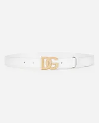 Dolce & Gabbana Calfskin Belt With Dg Logo - Donna Cinture Bianco Pelle Bianco