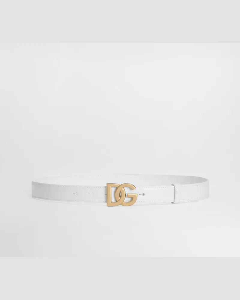 Dolce & Gabbana Calfskin Belt With Dg Logo - Donna Cinture Bianco Pelle Bianco