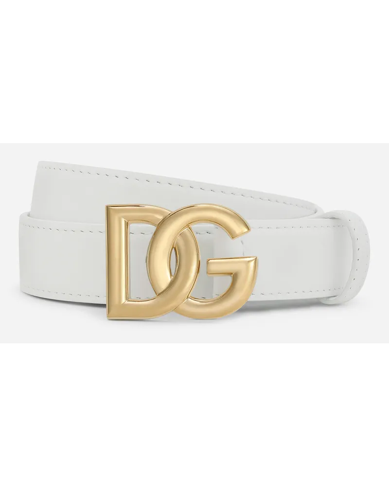 Dolce & Gabbana Calfskin Belt With Dg Logo - Donna Cinture Bianco Pelle Bianco