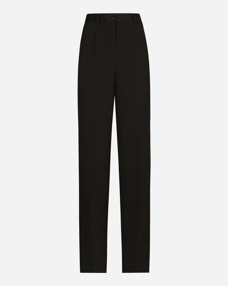 Dolce & Gabbana Pantaloni Tuxedo In Gabardina Di Lana - Donna Pantaloni E Shorts Nero Lana Nero