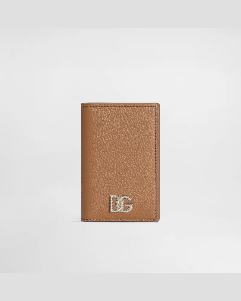 Dolce & Gabbana Portacarte In Pelle Di Vitello Con Logo - Uomo Portafogli E Piccola Pelletteria Beige Beige