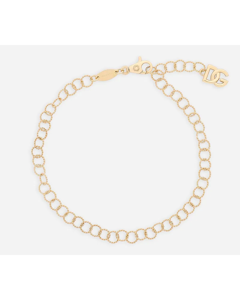 Dolce & Gabbana Bracciale A Catena In Filo Ritorto Rainbow Alphabet In Oro Giallo 18kt - Donna Oro Oro Oro