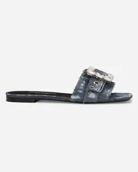 Dolce & Gabbana Slide In Denim Patchwork Con Fibbia Strass - Donna Slide E Mule Blu Denim Blu