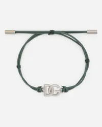 Dolce & Gabbana Bracciale Cordoncino Logo Dg - Uomo Bijoux Verde Metallo Verde