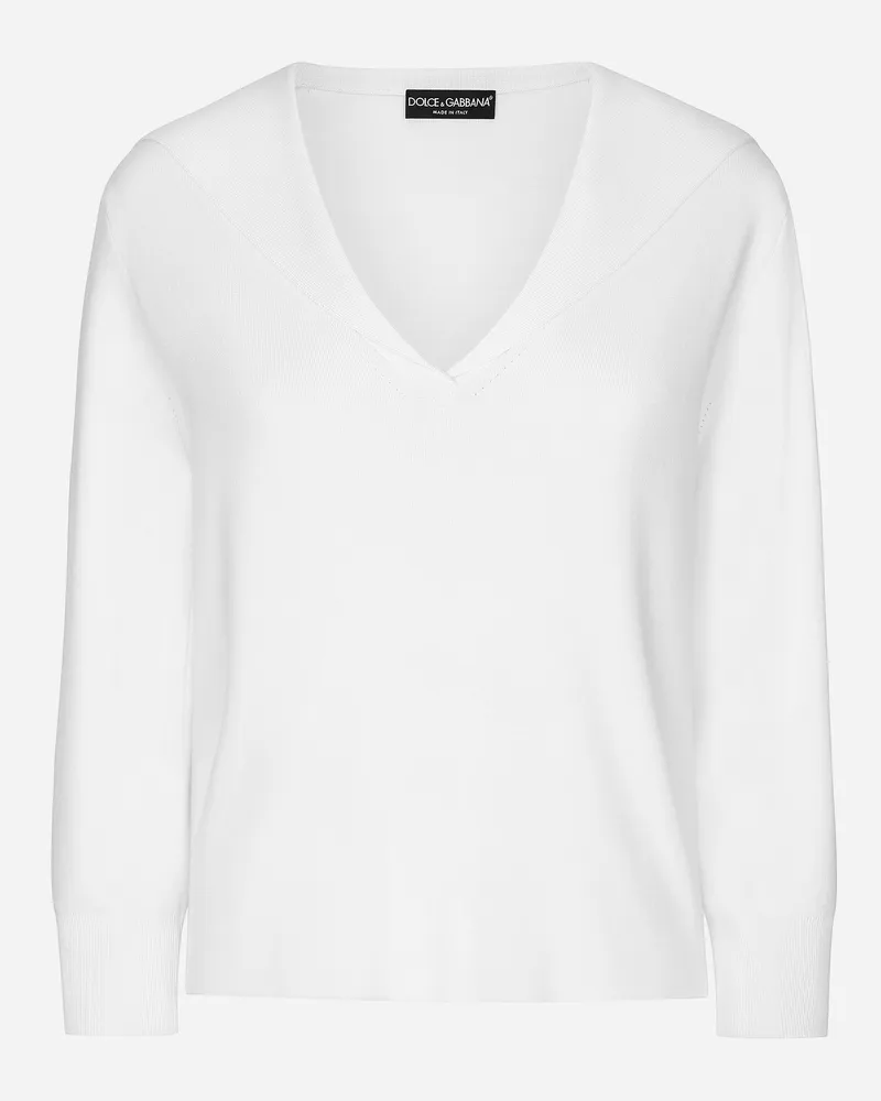 Dolce & Gabbana Maglia In Viscosa Scollo Marinaio - Donna T-shirts E Felpe Bianco Bianco