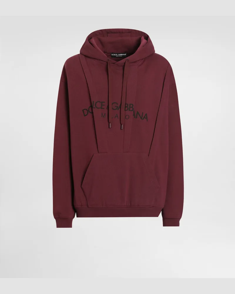 Dolce & Gabbana Felpa Con Cappuccio In Cotone Con Logo - Uomo Felpe Bordeaux Bordeaux