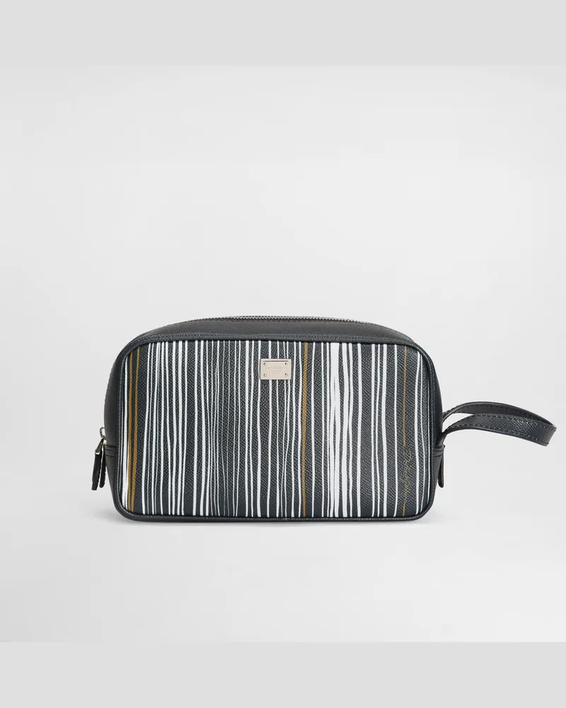Dolce & Gabbana Necessaire In Pelle Di Vitello Stampa Righe - Uomo Portadocumenti E Clutch Multicolore Multicolore