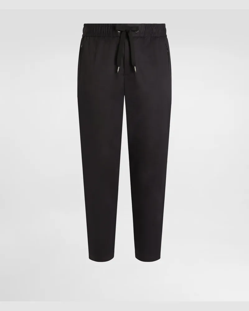 Dolce & Gabbana Pantalone Jogging Cotone Stretch Con Placca - Uomo Pantaloni E Shorts Blu Cotone Blu