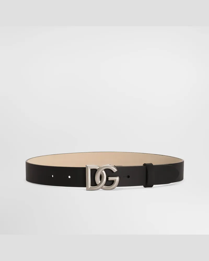 Dolce & Gabbana Cintura In Pelle Di Vitello Con Logo - Uomo Collection Multicolore Nero