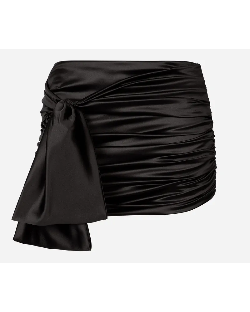 Dolce & Gabbana Gonna Corta Drappeggiata In Raso Con Fiocco Laterale - Donna Gonne Nero Seta Nero