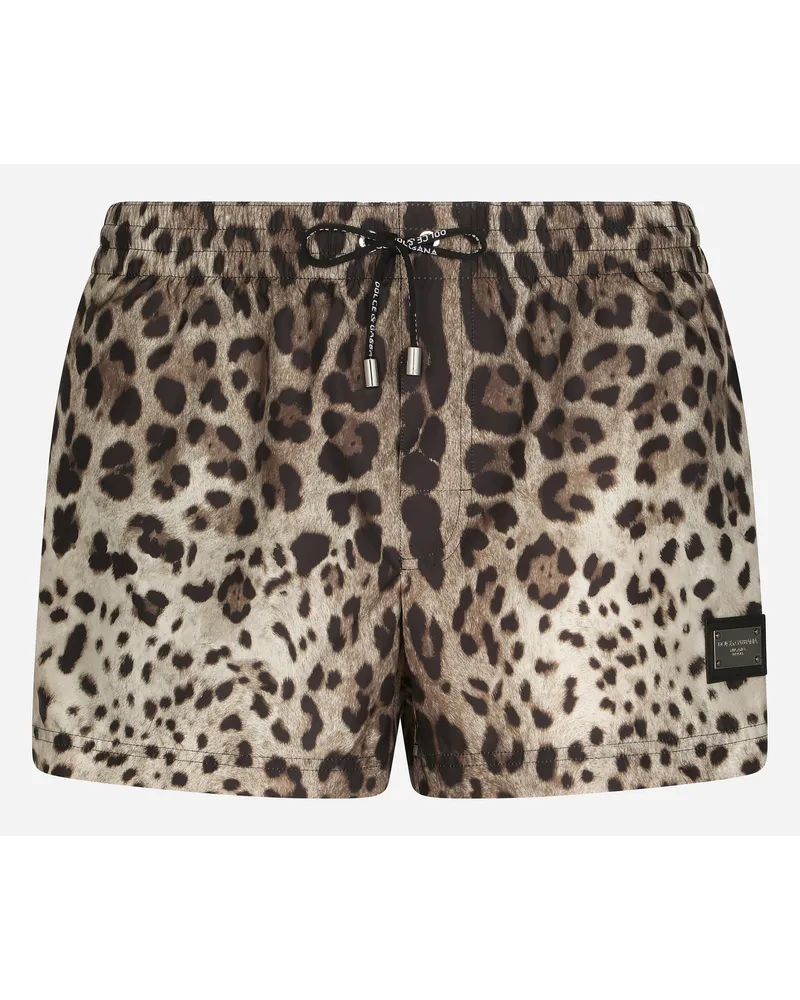Dolce & Gabbana Boxer Corto - Uomo Beachwear Stampa Animalier Leo