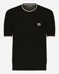 Dolce & Gabbana Maglia Girocollo In Cotone Con Logo Dg - Uomo Maglieria Nero Nero