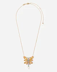 Dolce & Gabbana Collana Spring In Oro Giallo 18kt Con Farfalla Citrino - Donna Collane Oro Oro Oro