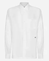 Dolce & Gabbana Camicia Hawaii Lino Con Dg Hardware - Uomo Camicie Bianco Lino Bianco